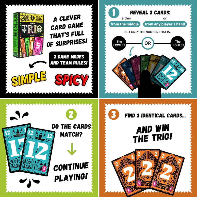 Strategic Card Board Game TRIO - Party Games Entertainer avaliação e preço