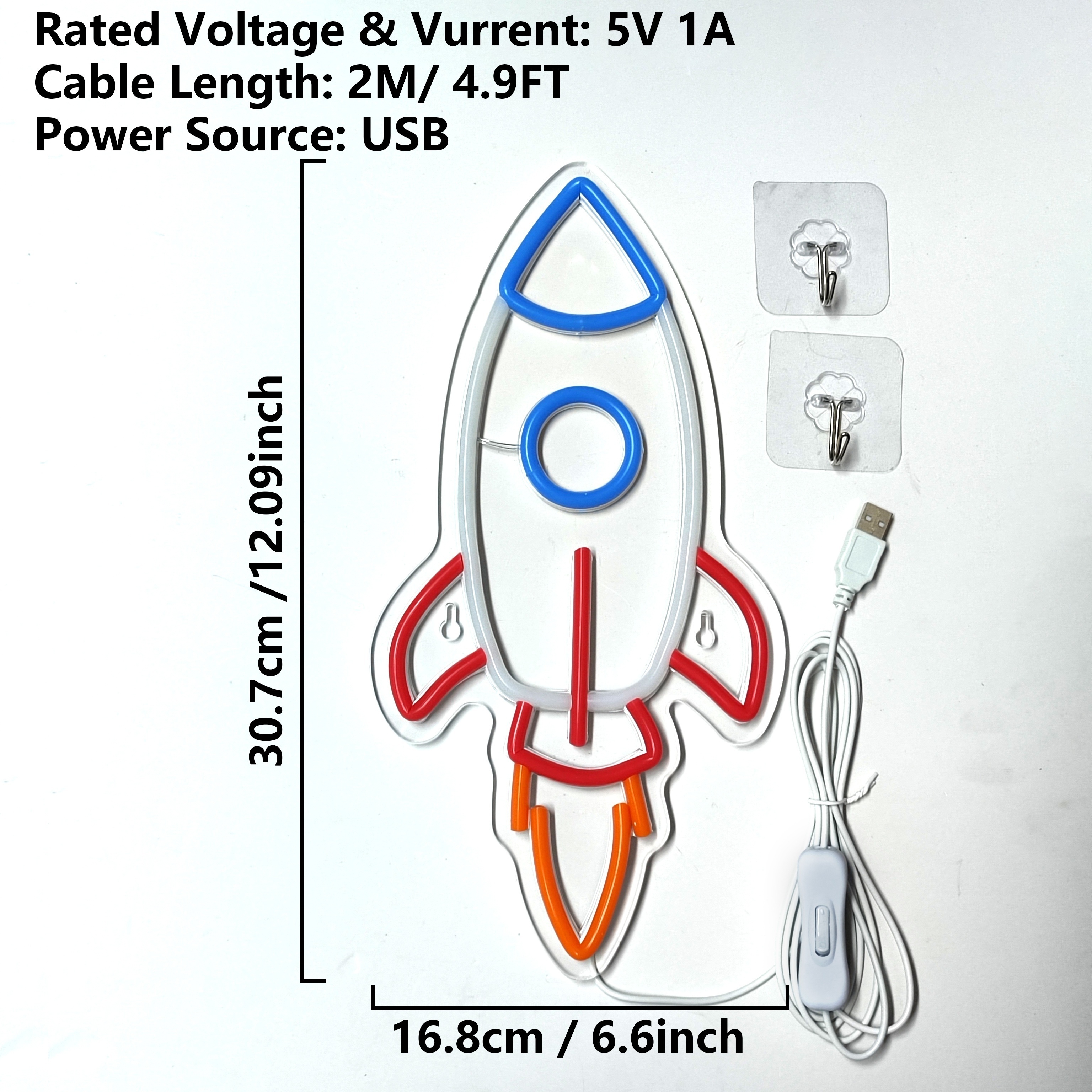 Rocket Neon Sign, USB Powered  - Party Games Switch avaliação e preço