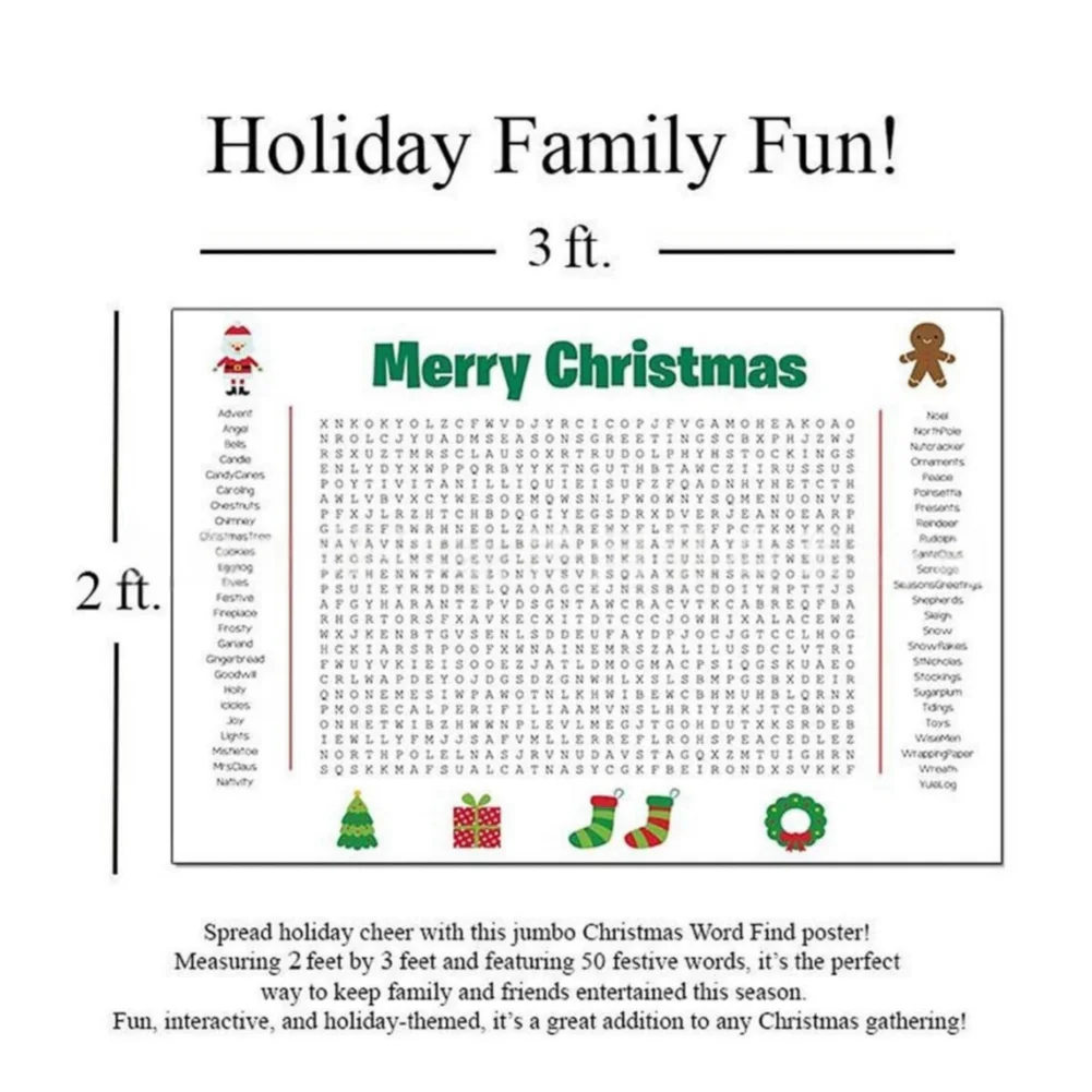 Large Christmas Word Search Po - Party Games For Large Groups avaliação e preço