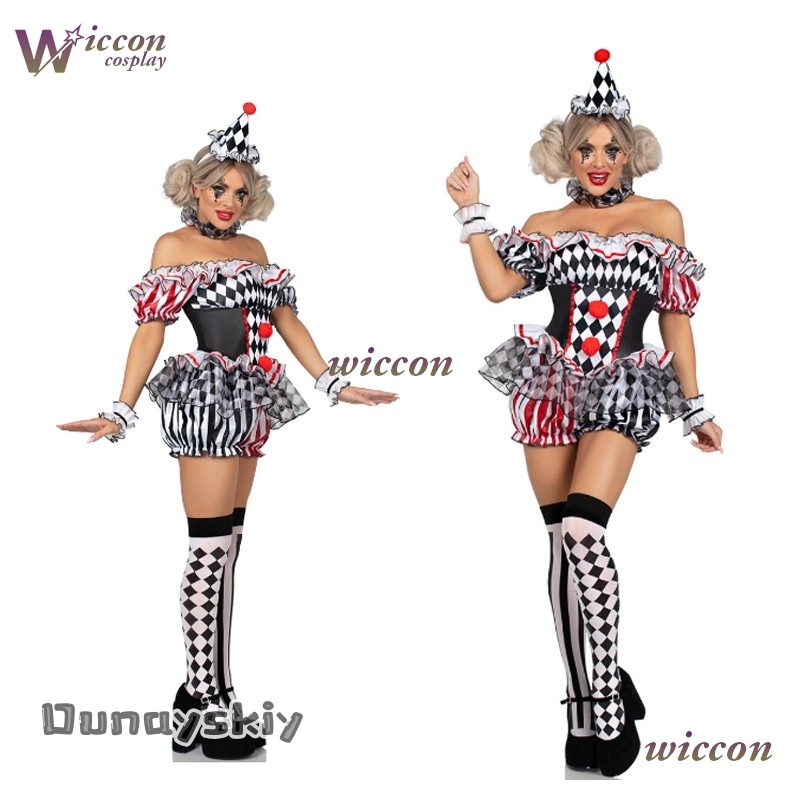 Women Clown Cosplay Costume Ci - Party Games Online avaliação e preço