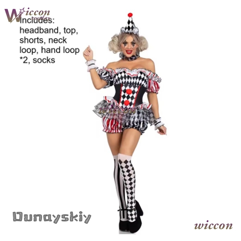 Women Clown Cosplay Costume Ci - Party Games Online avaliação e preço
