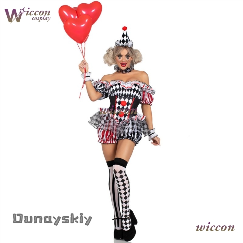 Women Clown Cosplay Costume Ci - Party Games Online avaliação e preço