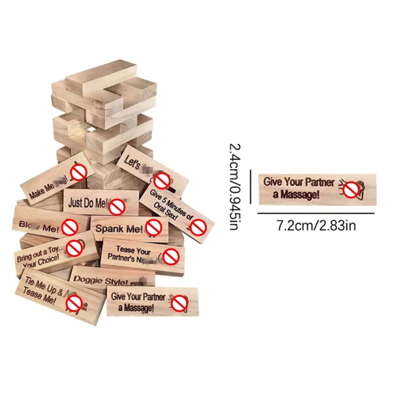 48 PCS Block Tower Game Couple - Party Games Ideas For Adults avaliação e preço